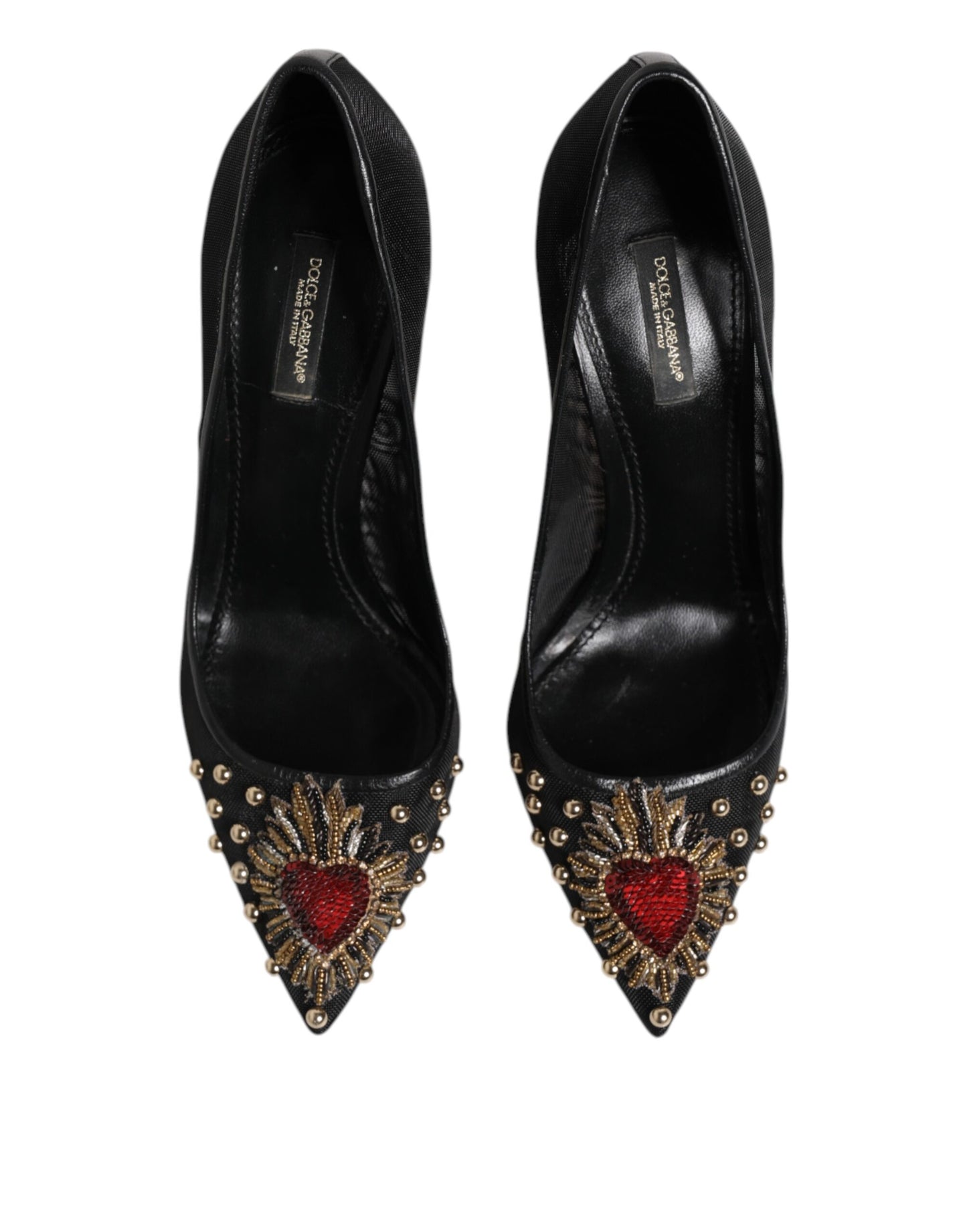 Dolce &amp; Gabbana Black Sacred Heart Stiletto Heels Pumps Shoes