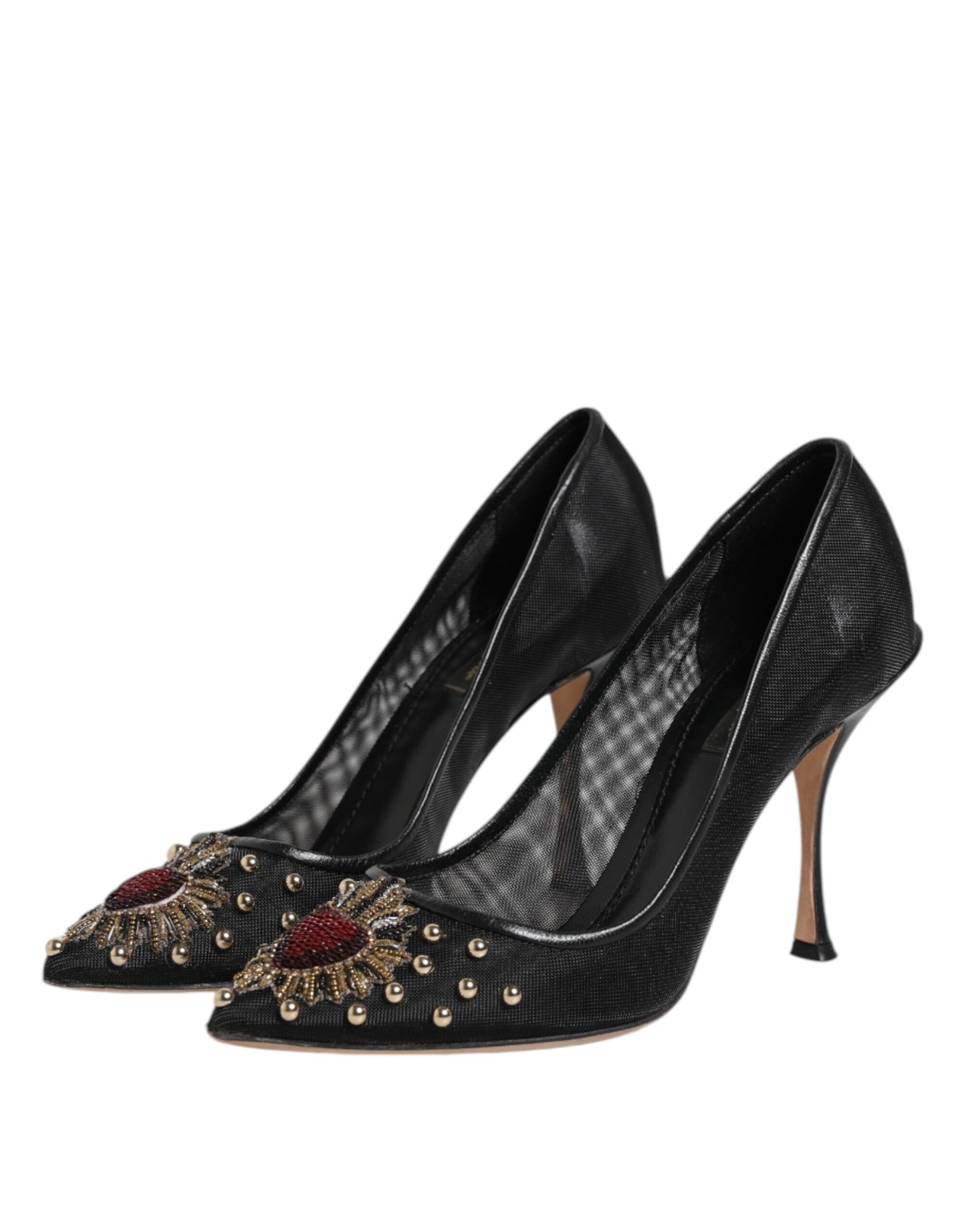 Dolce &amp; Gabbana Black Sacred Heart Stiletto Heels Pumps Shoes
