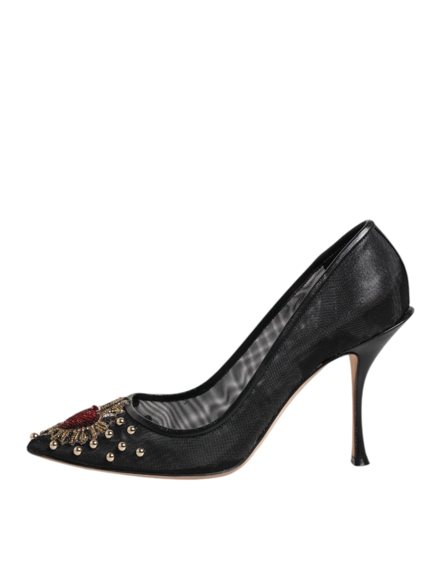 Dolce &amp; Gabbana Black Sacred Heart Stiletto Heels Pumps Shoes