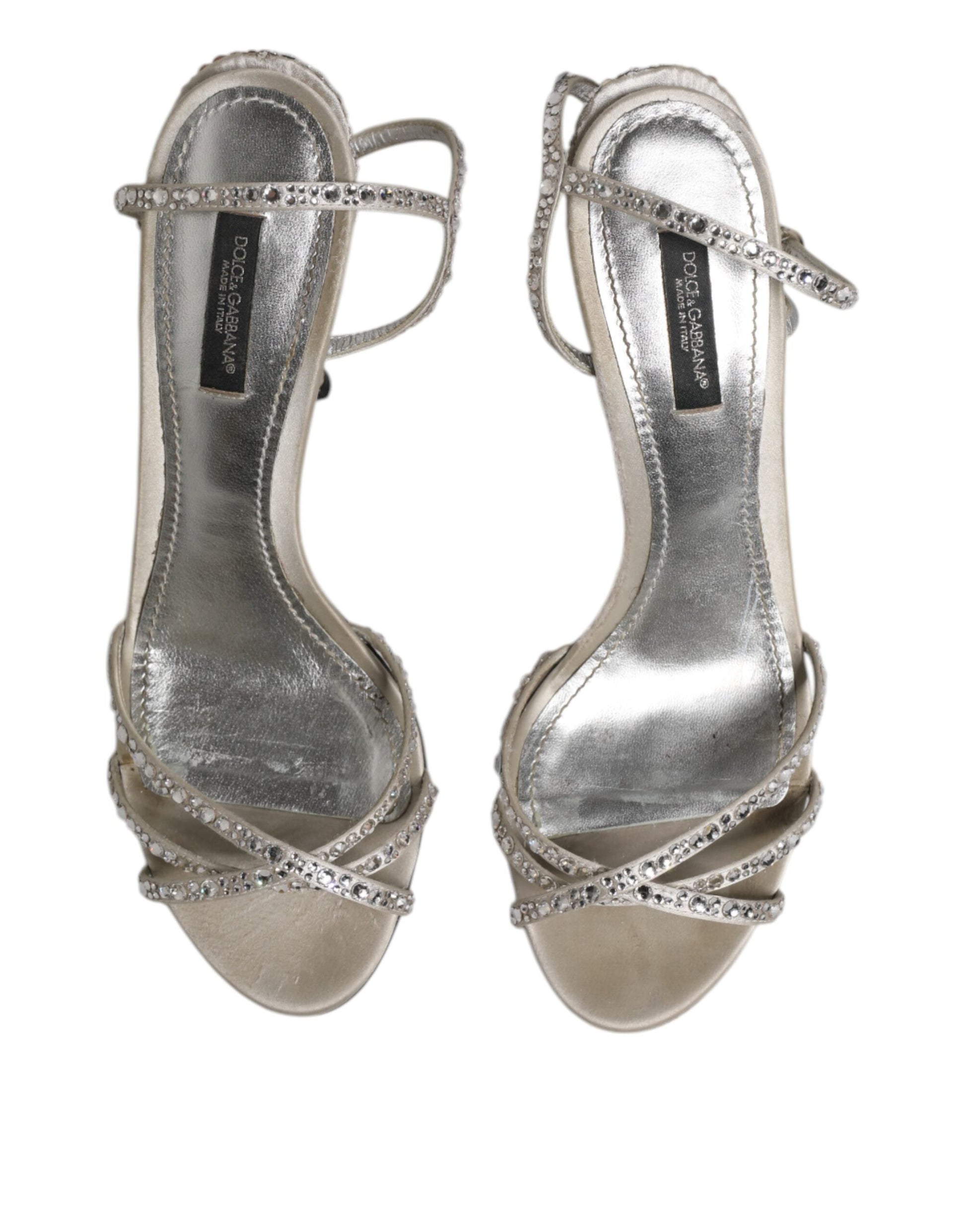 Dolce & Gabbana Silver Strass Ankle Strap KEIRA Sandals Shoes by Dolce & Gabbana