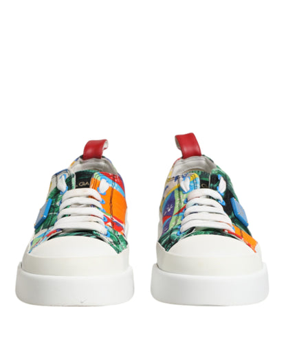 Dolce & Gabbana Multicolor Patchwork Low Top Sneakers Shoes by Dolce & Gabbana
