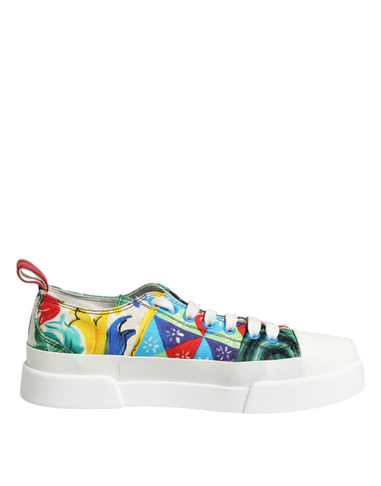 Dolce & Gabbana Multicolor Patchwork Low Top Sneakers Shoes by Dolce & Gabbana