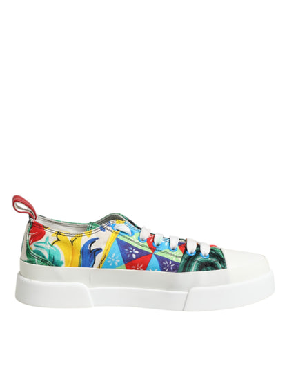 Dolce & Gabbana Multicolor Patchwork Low Top Sneakers Shoes by Dolce & Gabbana