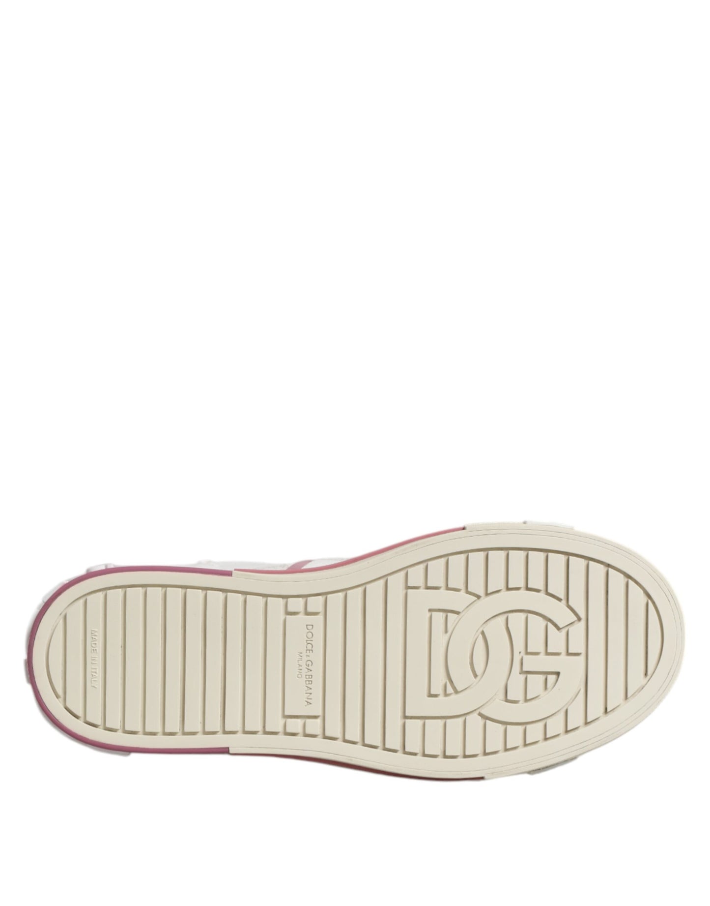 Dolce & Gabbana White Pink Leather Low Top Sneakers Shoes by Dolce & Gabbana