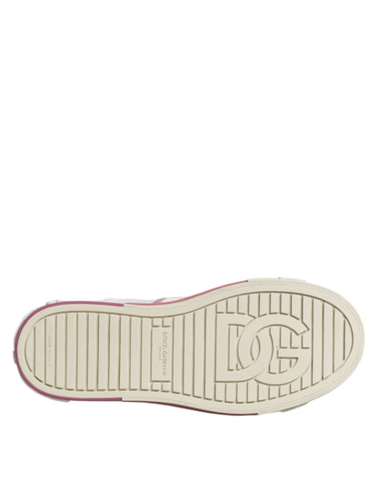 Dolce & Gabbana White Pink Leather Low Top Sneakers Shoes by Dolce & Gabbana