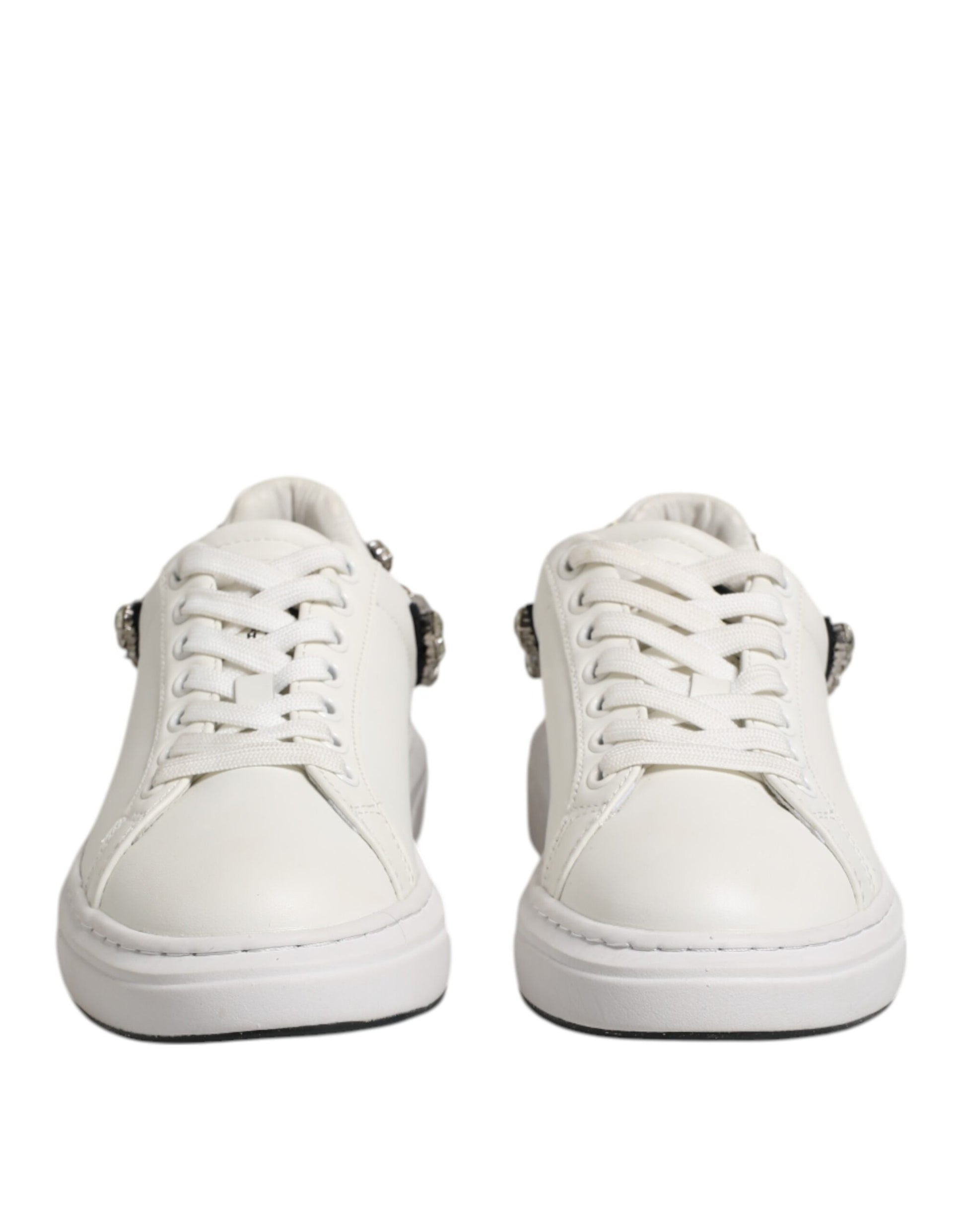 John Richmond White Rhinestone Embellished Sneakers Shoes by John Richmond
