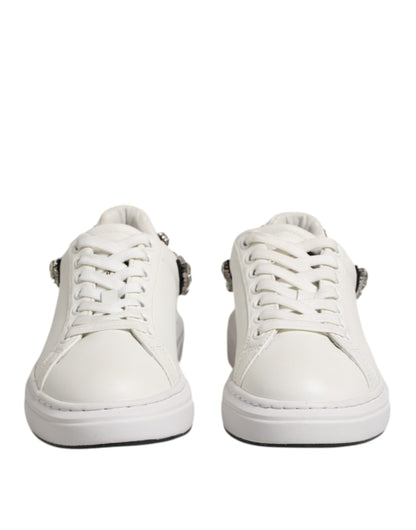 John Richmond White Rhinestone Embellished Sneakers Shoes by John Richmond