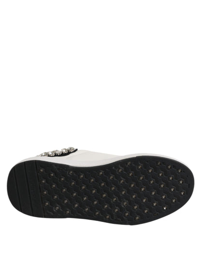 John Richmond White Rhinestone Embellished Sneakers Shoes by John Richmond