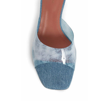 Amina Muaddi Lupita Glass Pvc Denim Mules by Amina Muaddi