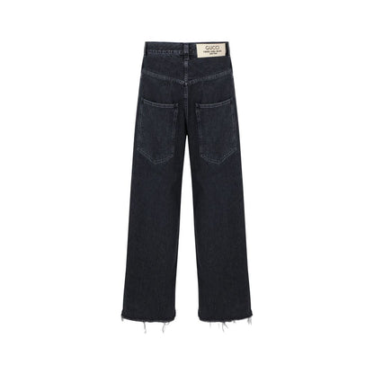 Jean en denim à jambe large Gucci