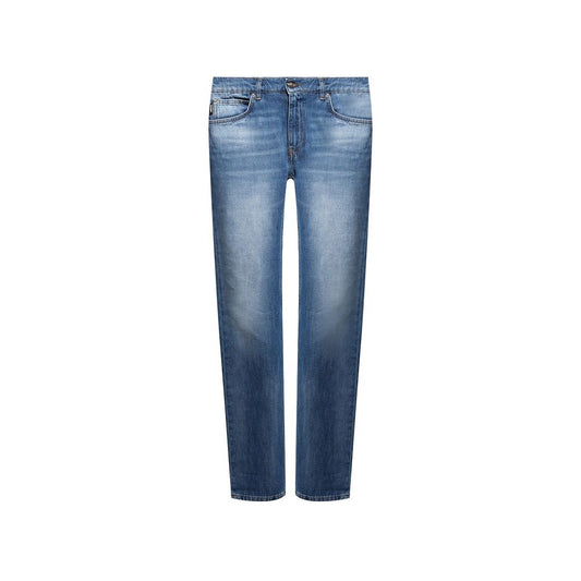 Jean en denim avec logo en coton Versace