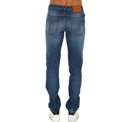 Jean en denim avec logo en coton Versace
