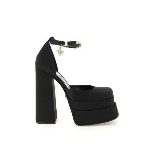 Escarpins à plateforme en satin de soie Versace