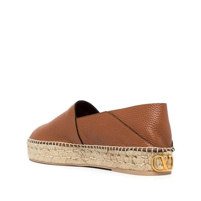 Valentino Garavani Logo-Plaque Leather Espadrilles by Valentino Garavani