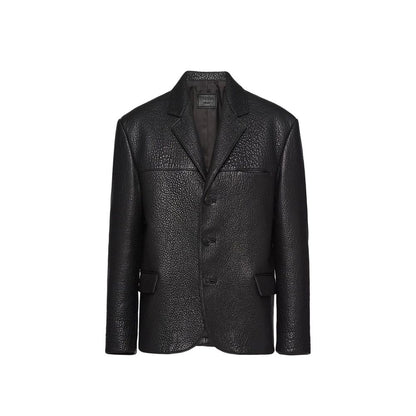 Veste en cuir à boutonnage simple Prada