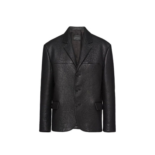 Veste en cuir à boutonnage simple Prada