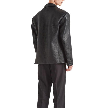 Veste en cuir à boutonnage simple Prada