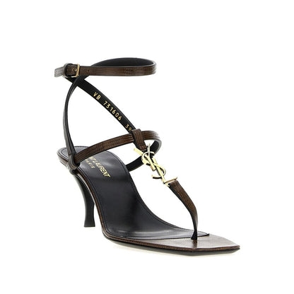 Saint Laurent Cassandra Leather Flip Flop Sandals