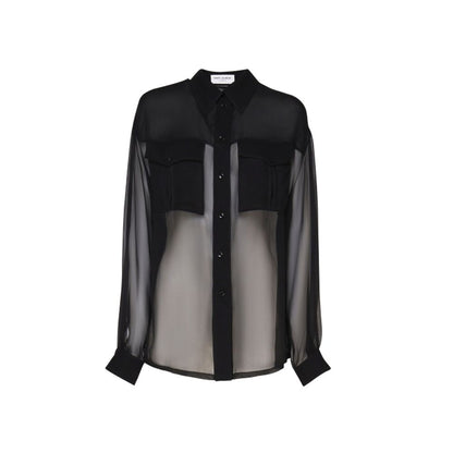 Chemise en crêpe de soie et mousseline Saint Laurent
