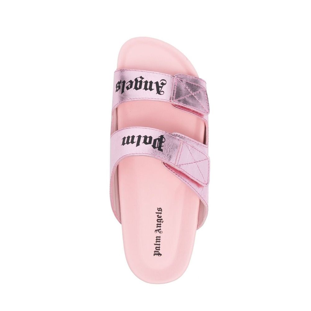 Palm Angels Leather Logo Sandals by Palm Angels