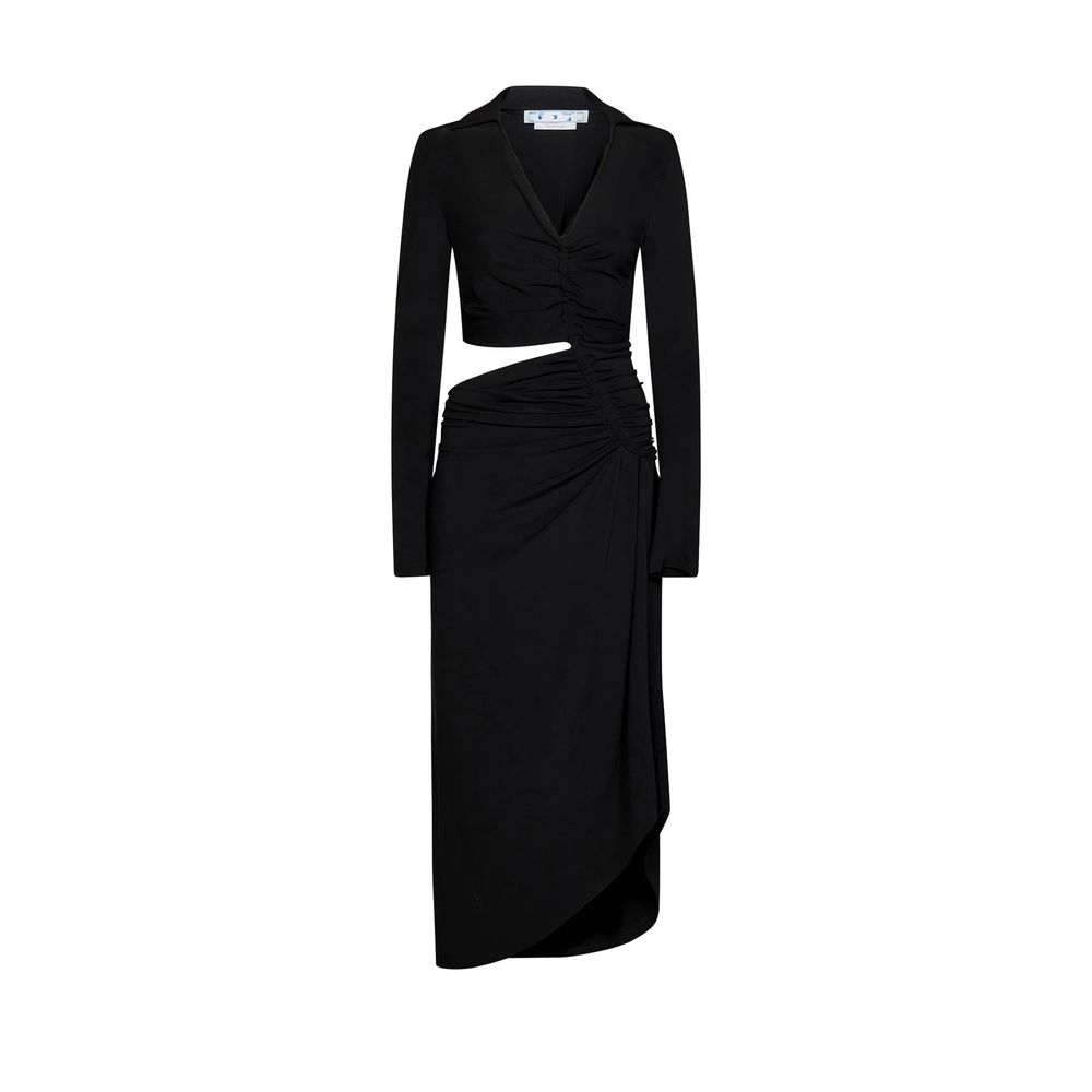 Robe midi découpée blanc cassé