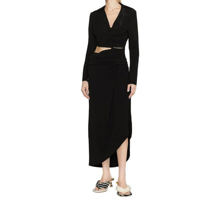 Robe midi découpée blanc cassé