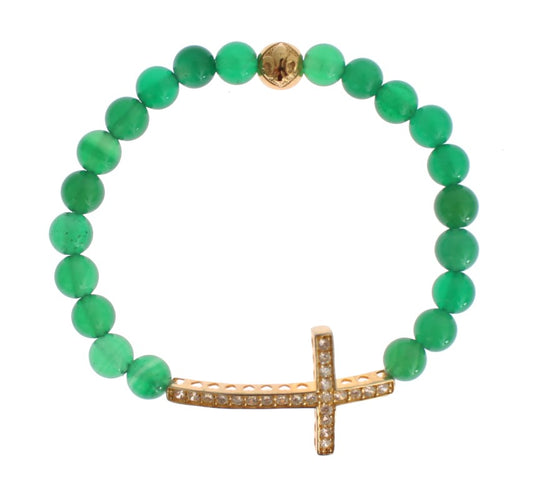 Bracelet élégant Nialaya en perles de jade vertes et plaqué or