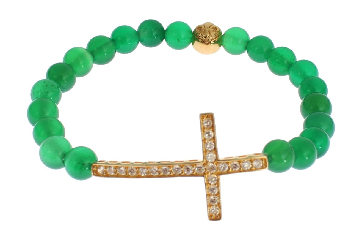 Bracelet élégant Nialaya en perles de jade vertes et plaqué or