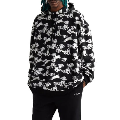 Sweat-shirt à capuche imprimé chiens Céline