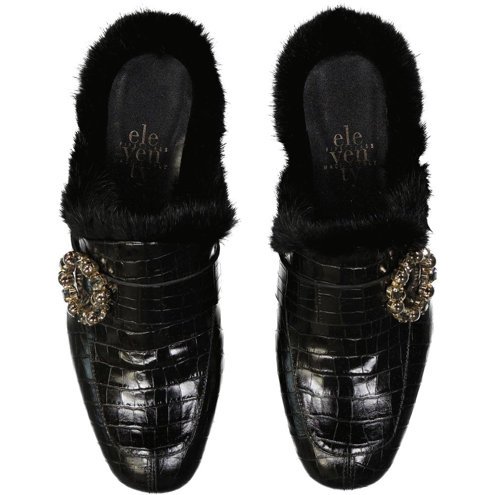 Eleventy Leather Fur Mules by Eleventy