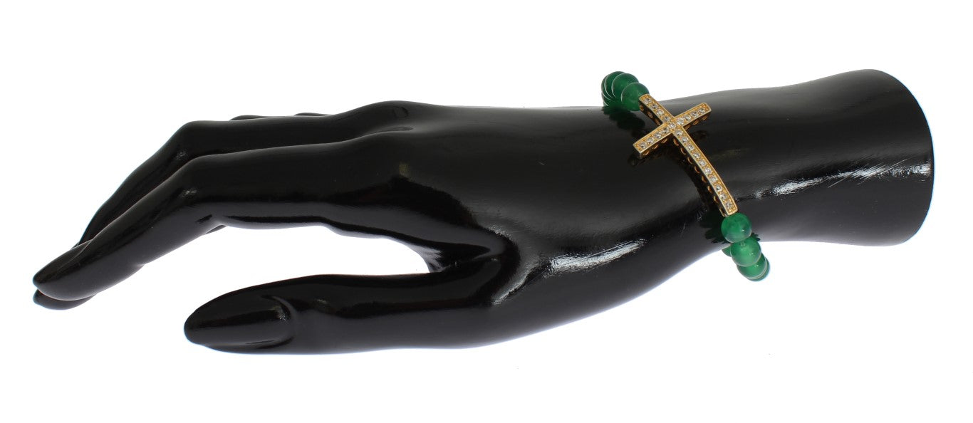 Bracelet élégant Nialaya en perles de jade vertes et plaqué or