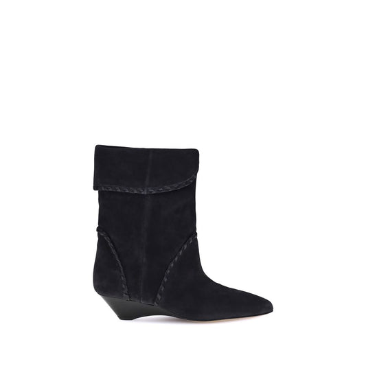 Isabel Marant Edoa Boots Suede Leather Trim Pointed Toe