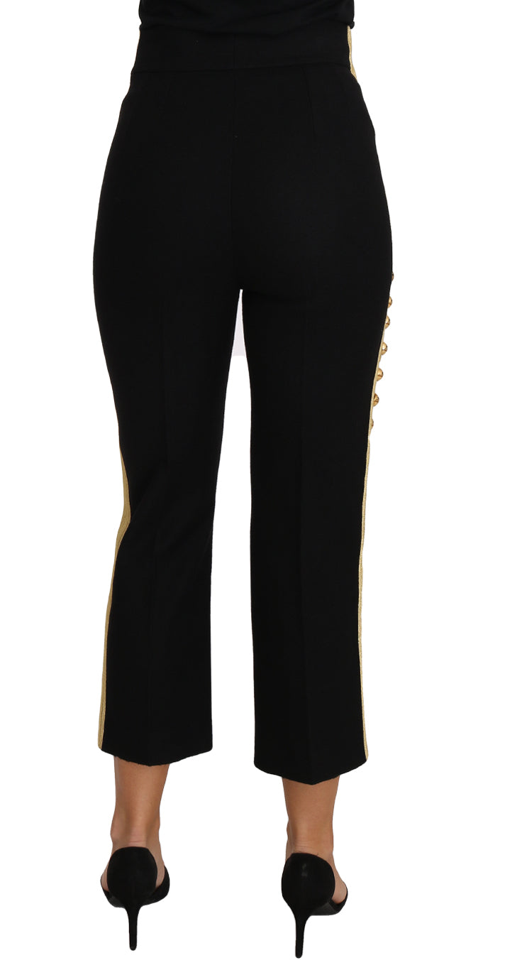 Dolce & Gabbana Military Embellished Pants Black Gold Dress Pant by Dolce & Gabbana