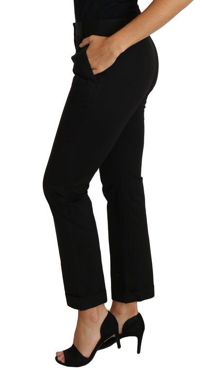 Pantalon habillé élégant en coton noir Dolce &amp; Gabbana