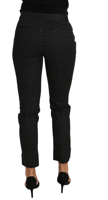 Dolce & Gabbana Black Dress Polka Dot Cropped Straight Pants by Dolce & Gabbana