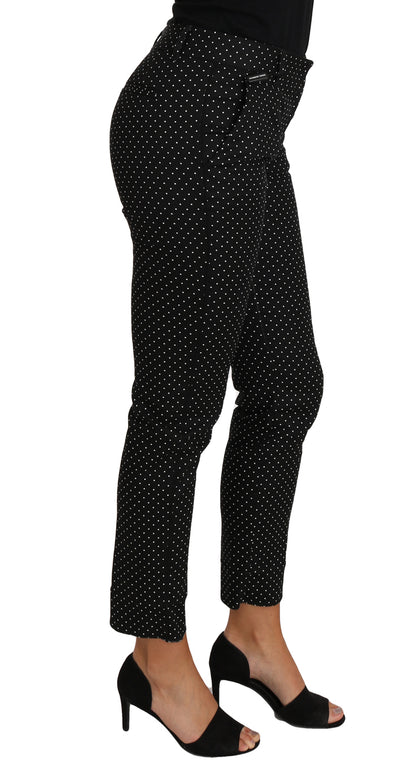 Dolce & Gabbana Black Dress Polka Dot Cropped Straight Pants by Dolce & Gabbana