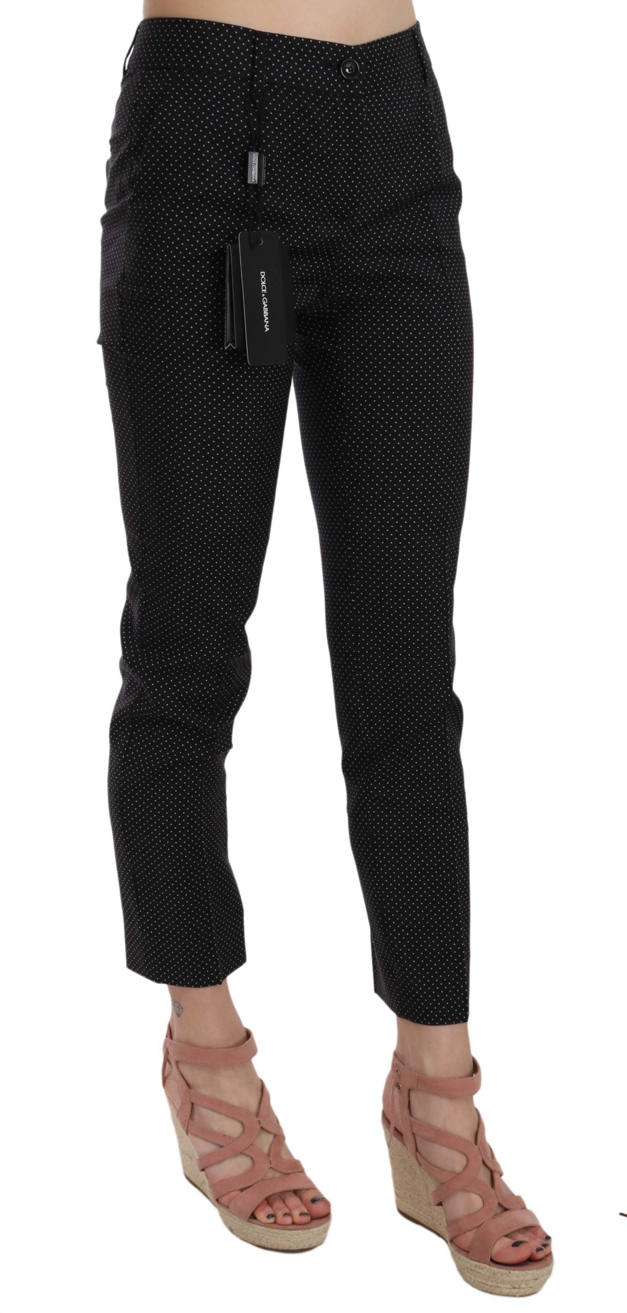 Dolce &amp; Gabbana Polka Dot Slim Capri Trousers Tapered Pants