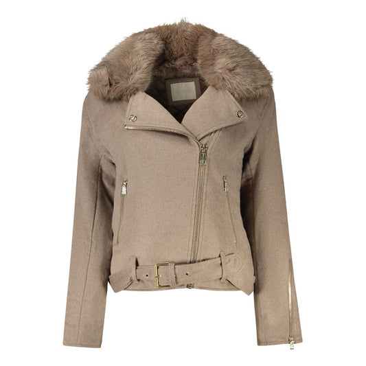 Guess Jeans Beige Cotton Jackets &amp; Coat