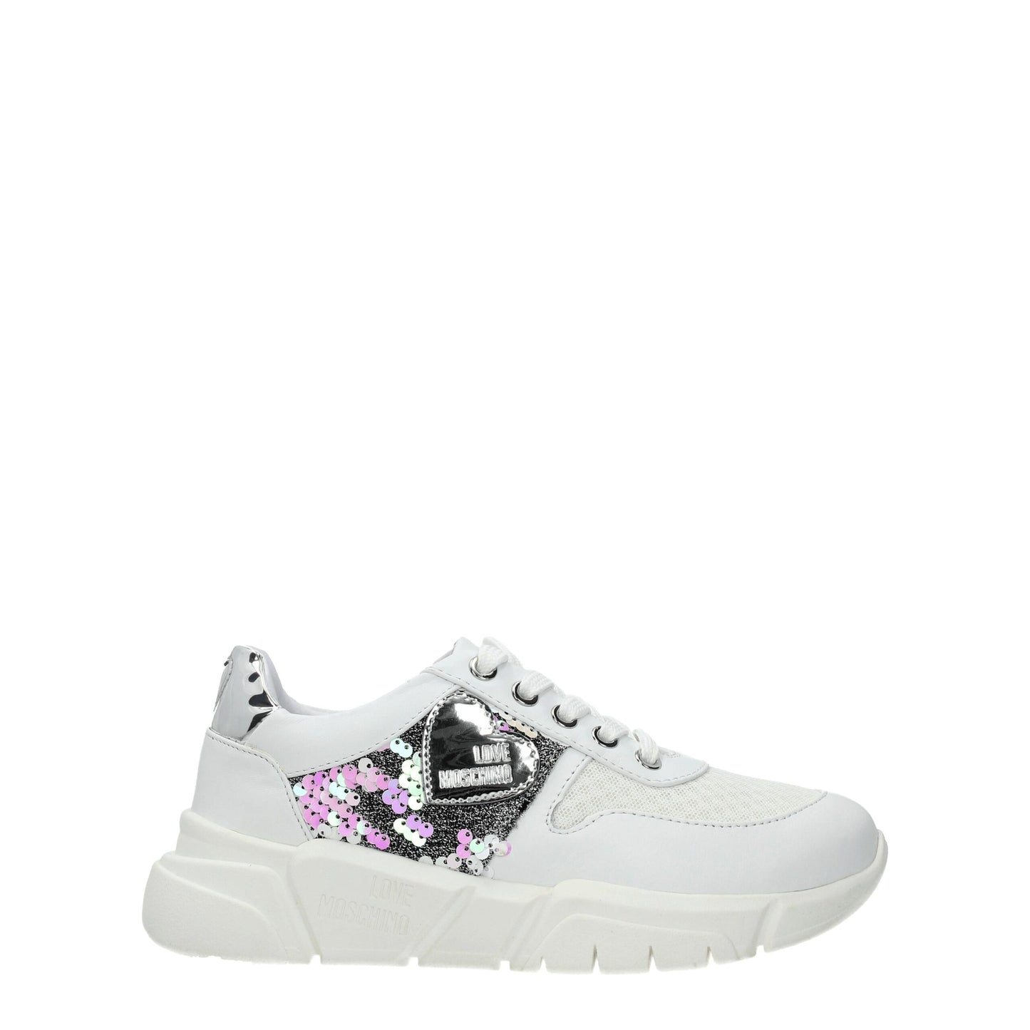 Love Moschino White Fabric Chunky Sneakers by Love Moschino