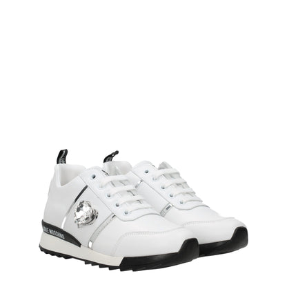 Love Moschino White Leather Low Tops by Love Moschino