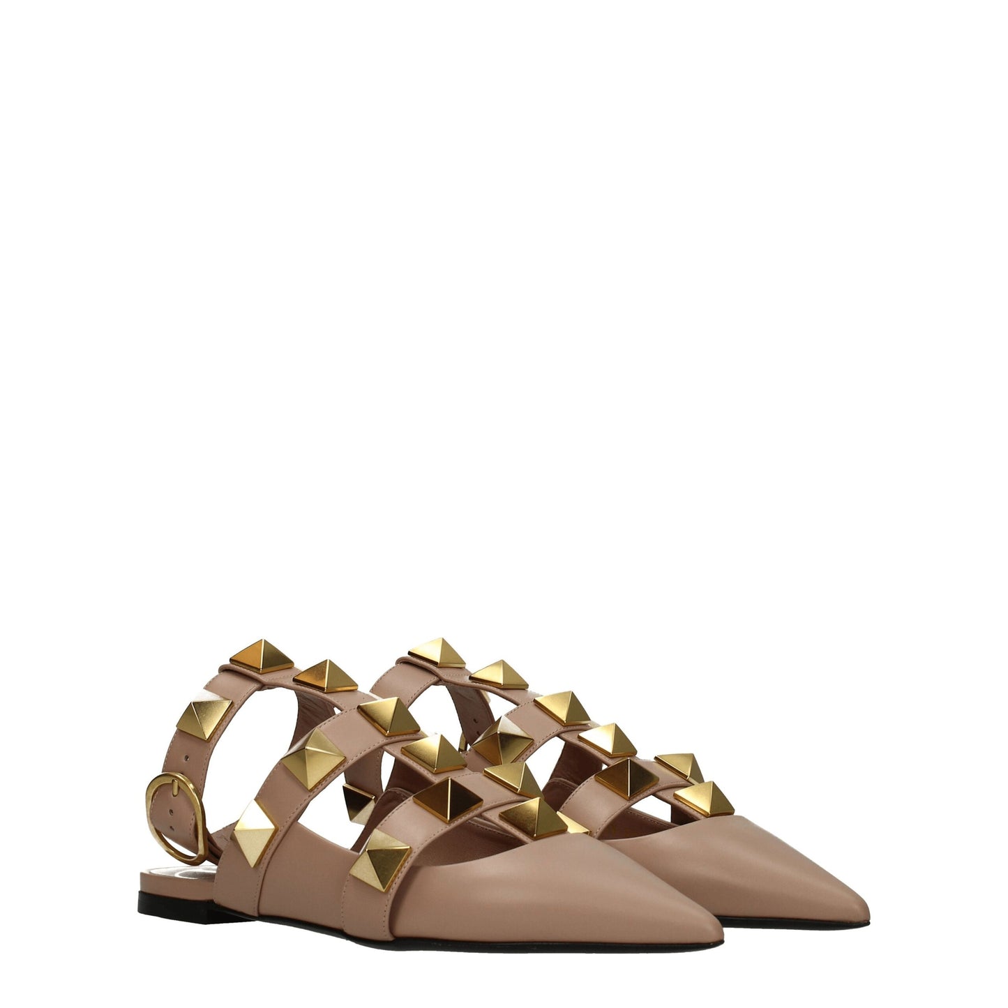 Valentino Garavani Pink Leather Flat Sandals by Valentino Garavani