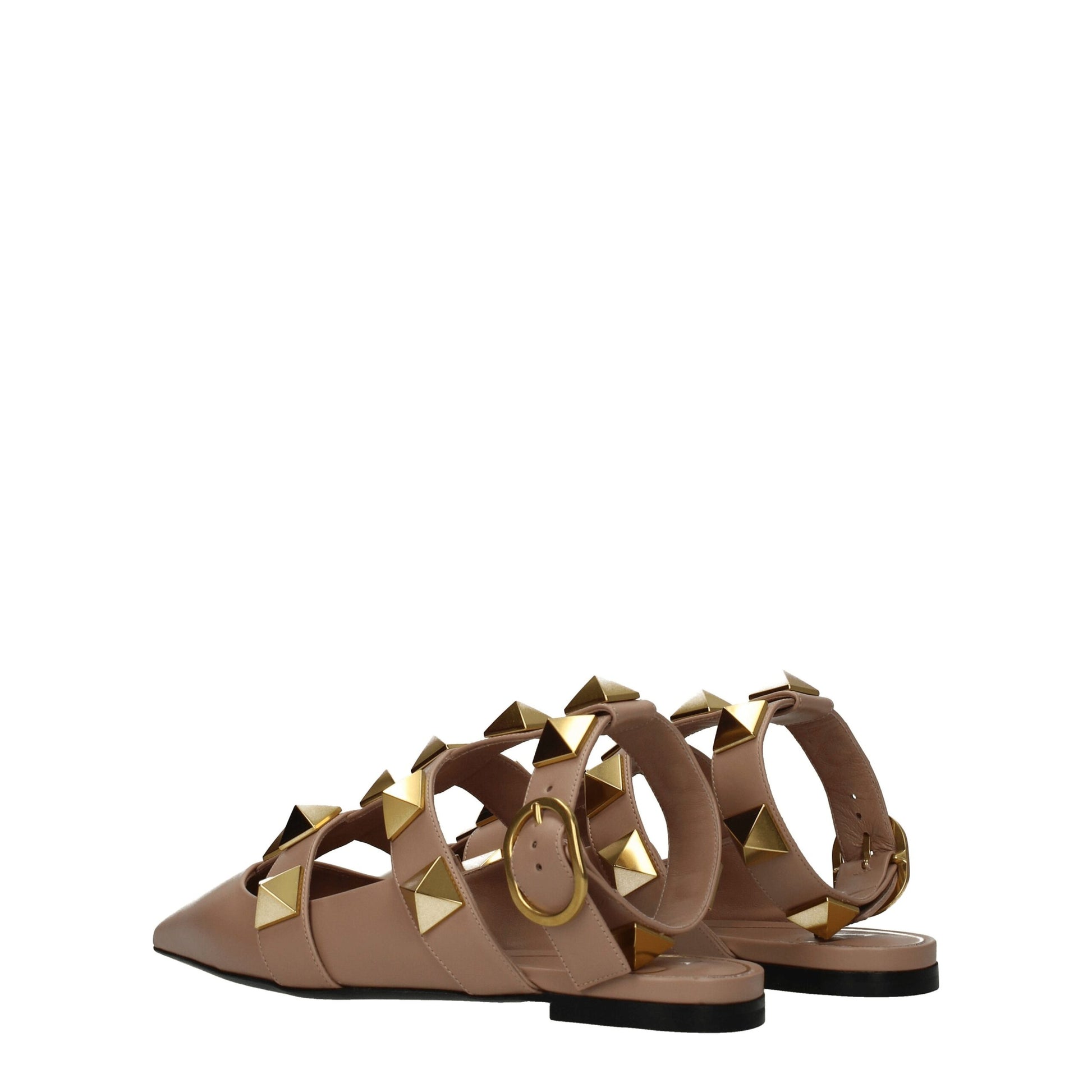 Valentino Garavani Pink Leather Flat Sandals by Valentino Garavani