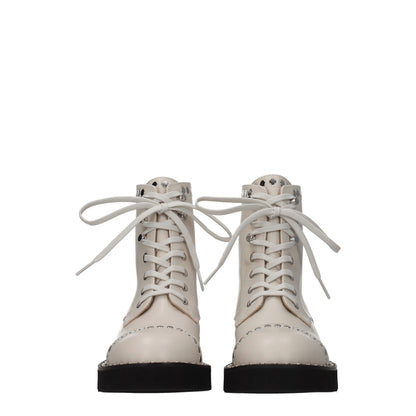 Stuart Weitzman Beige Leather Ankle Boots by Stuart Weitzman