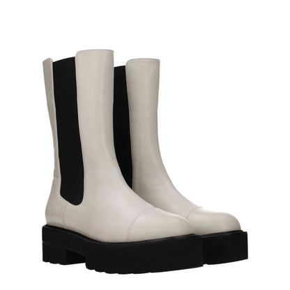 Stuart Weitzman Beige Leather Ankle Boots by Stuart Weitzman