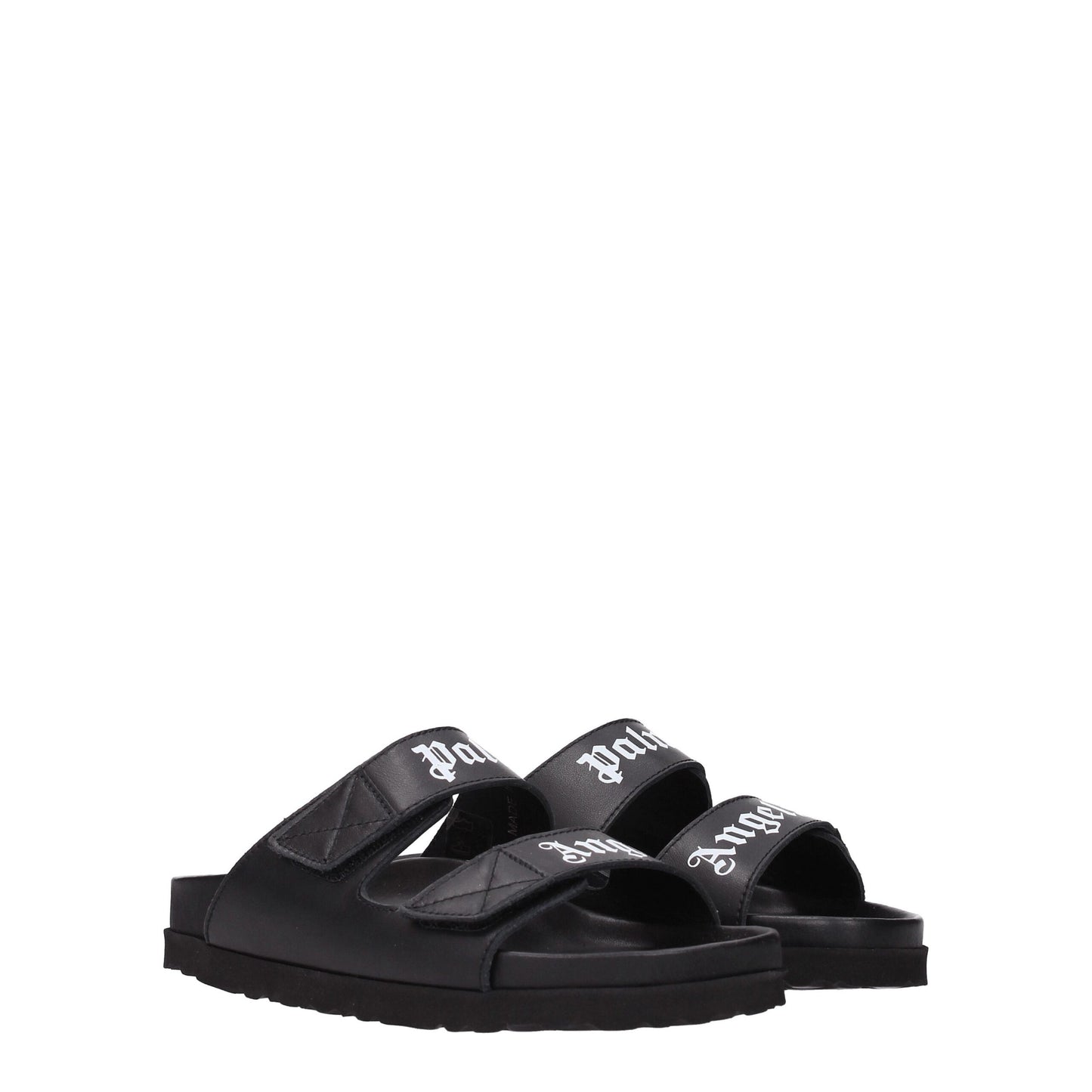 Palm Angels Black Leather Slippers Sandals by Palm Angels
