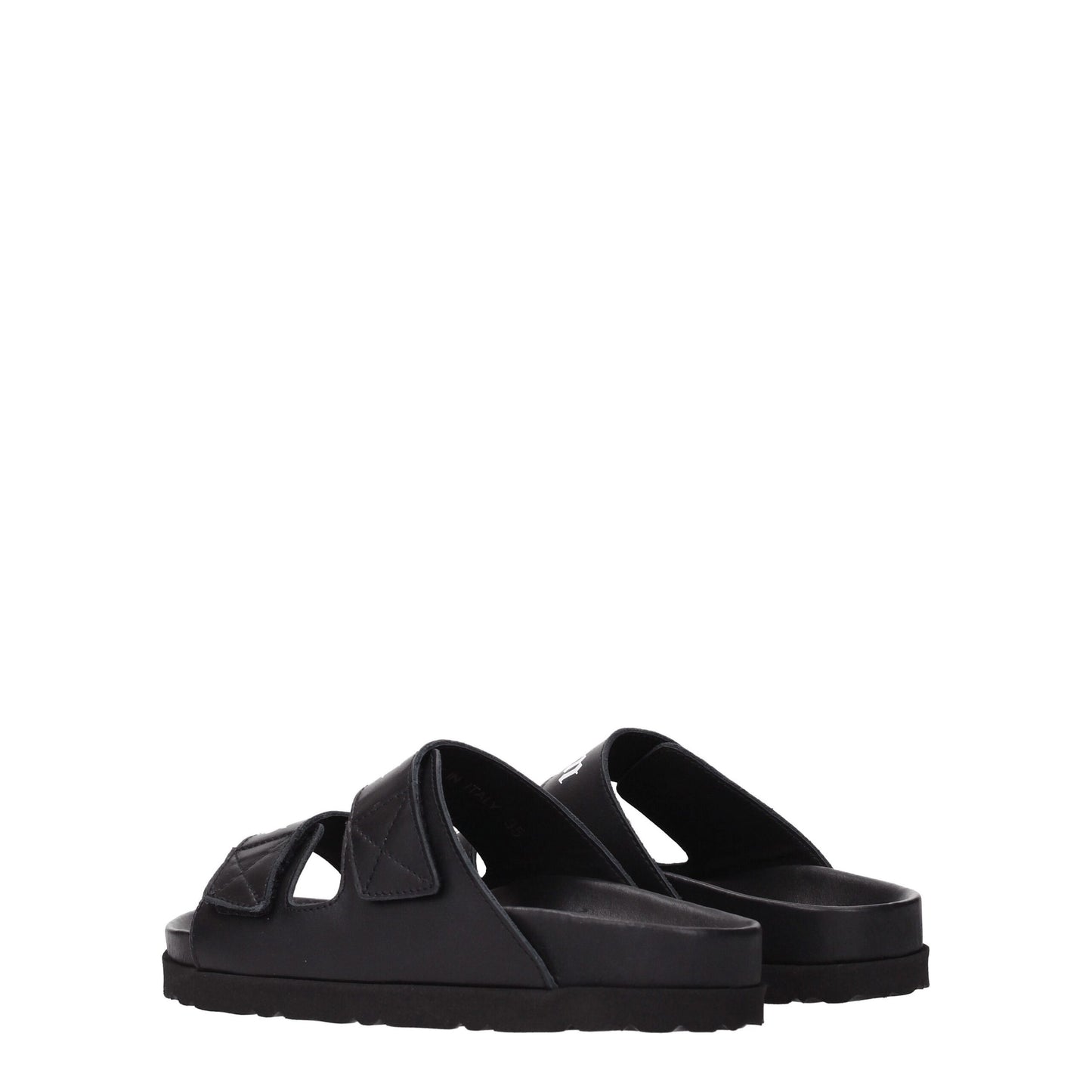 Palm Angels Black Leather Slippers Sandals by Palm Angels