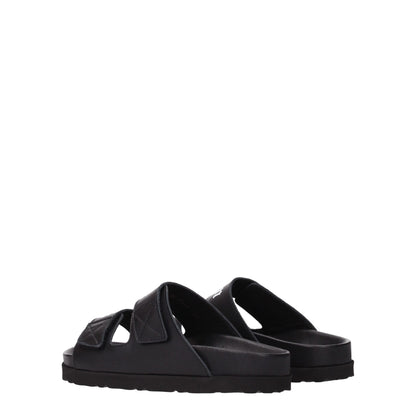 Palm Angels Black Leather Slippers Sandals by Palm Angels