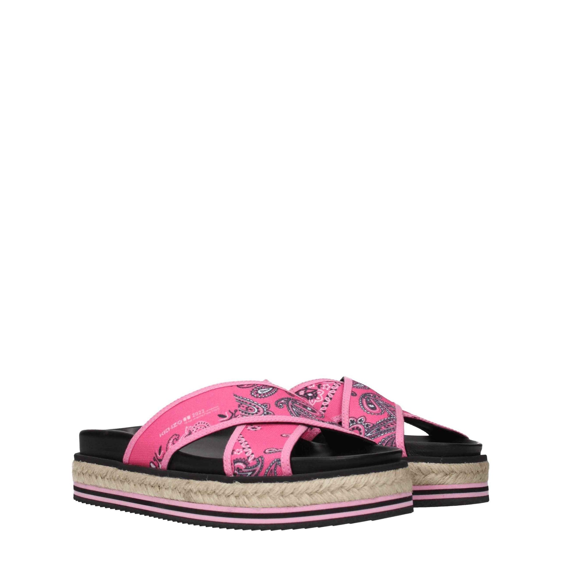 Kenzo Pink Fabric Slippers Sandals by Kenzo