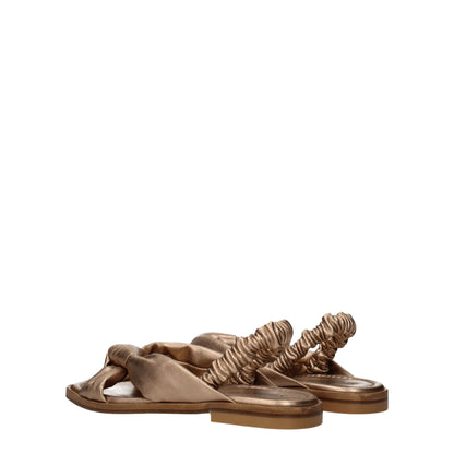 Stuart Weitzman Gold Leather Flat Sandals - from Stuart Weitzman