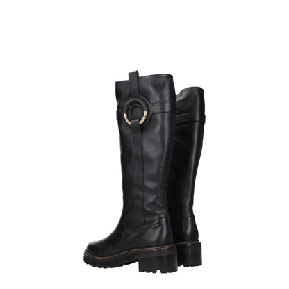 See By Chloé Black Leather Over The Knee - from See By Chloé